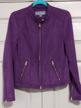 Marc New York Purple Suede-Like Zip-Front Jacket